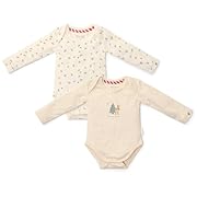 Little Dutch Body langarm - 2er Pack - in Geschenkverpackung - Baby Body mit Druckknöpfen - Little Christmas - Weihnachten Beige (Gr. 74/80)