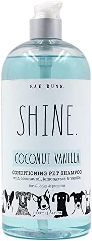 Rae Dunn Champú acondicionador para mascotas con aceite de coco, limoncillo y vainilla, menta de coco, 33.8 fl oz