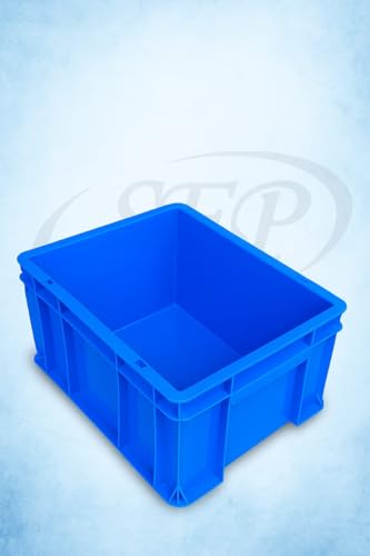 Image of Plastic Size 40x30x22 CM, Heavy-Duty Plastic Storage Crate - Heavy Duty Blue Portable Pack of 1 PCS | Crates for storage