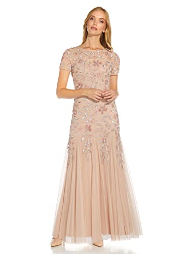 Adrianna Papell Women's Floral Beaded Godet Gown, Blush, 2 at Amazon Women's Clothing store Adrianna Papell Women's Floral Beaded Godet Gown, Blush, 2 at Amazon Women's Clothing store