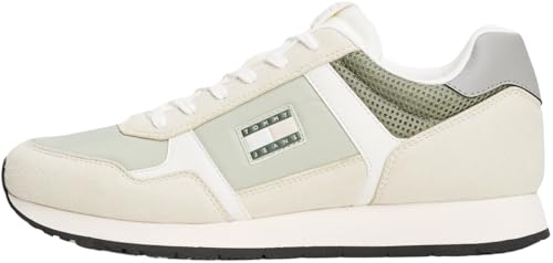 Tommy Jeans Runner Sneaker Hombre Casual Low Top, Verde (Aruba Green), 42