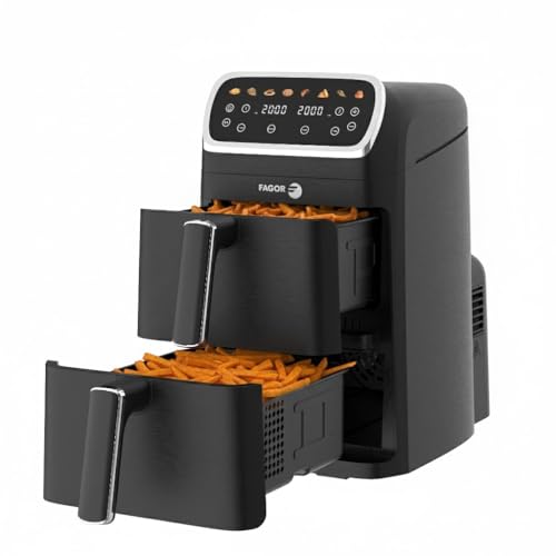 FAGOR - Friteuse à Air Chaud Air Fryer Double Panier - 2400W - Noir - Capacité 8L = 2 * 4L -...
