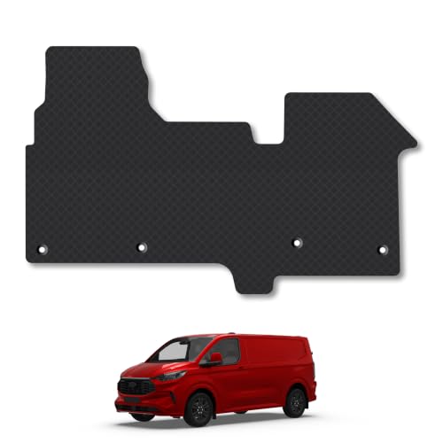 Ford Transit Custom [Dual Passenger Bench] (2024+) Rubber Van Mats Compatible Accessories Tailored Fit Heavy-Duty Floor Mats Waterproof Durable Custom Fit Water Resistant Easy-Clean