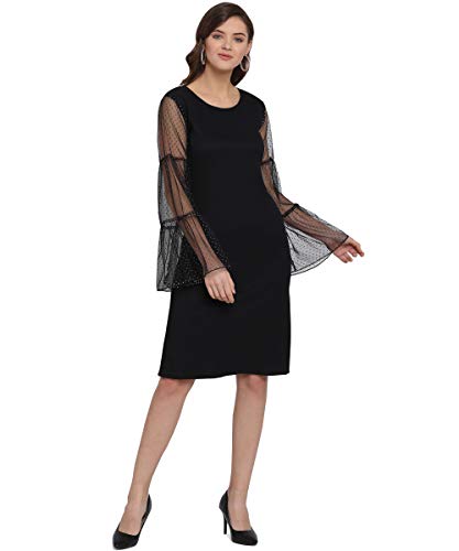 Image of OOMPH! Women's Western & Fusion wear Net A-Line Knee-Long Dress