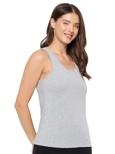 Image of Clovia Women's Stretchable Cotton Tank Top with Racerback