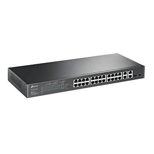 Image of TP-Link TL-SL2428P Jetstream 24-Port 10 /100Mbps + 4-Port Gigabit Smart Switch with 24-Port PoE+ | 24x 802.3at /af 250 W PoE Network Hub | Omada SDN | L2 /L3 /L4 QoS and IGMP snooping