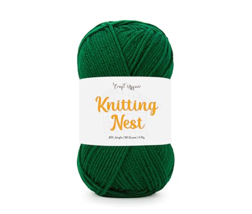Image of Craft Affair | Knitting Nest Acrylic Yarn (200 Meter, 100 Grams, 2mm) / Woolen Yarn /Acrylic Yarn for Knitting and Crocheting- Bottle Green