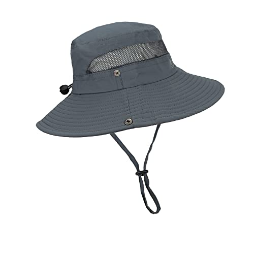 Men & Women's Sun Hat Hiking Fishing Hat Outdoor Wide Brim Safari Boonie Hat Quick Dry Bucket Hat Dark Grey #TOP12
