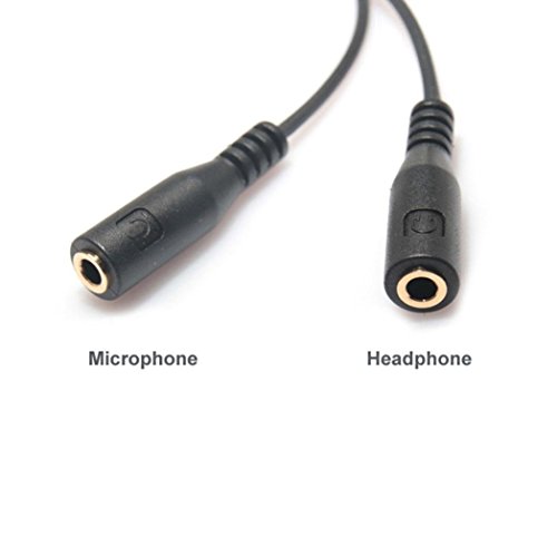 HTTX 3.5mm Male to 2 Female Headset Splitter Adapter for Headphones with Two Separate Headphone/Microphone Plugs- 3.5mm 4 Position Male to Dual 3 Position Female Plugs M/F