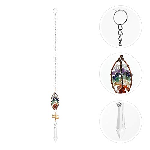 DOITOOL 2Pcs Cristais Coletor Do Sol Pendurado Vida Árvore Folha Forma Chakra Contas Cadeia Rainbow