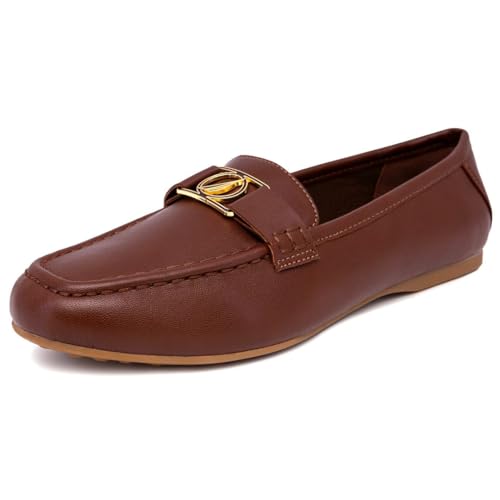 Image of Nautica Woman Flat Loafers Designer Vegan Leather Penny Shoes Slip On - Soft, Durable and Flexible Luxury Resistant Feel Lightweight & Comfortable Memory Foam Everyday Moccasins.