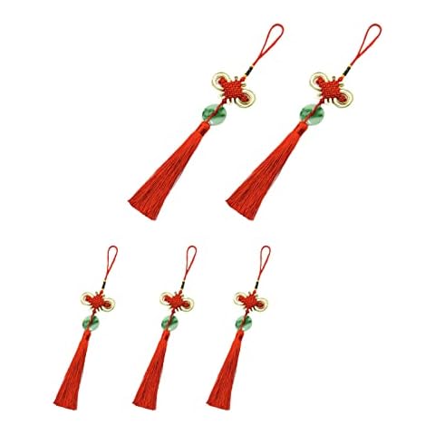 5 Pcs Chinese Tassels Exquisite Jade Pendant Chinese Knots Decorative Chinese Tassel Pendants for Home Wedding Decoration Cover
