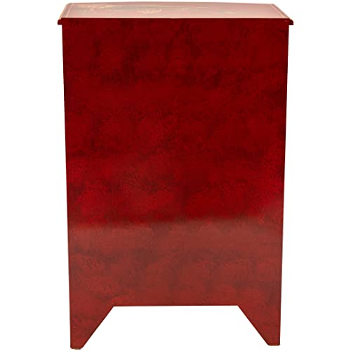 ORIENTAL Furniture Red Lantern Artisan Crafted Lacquer Storage Cabinet - Red with Hand-Painted Chinese Landscape