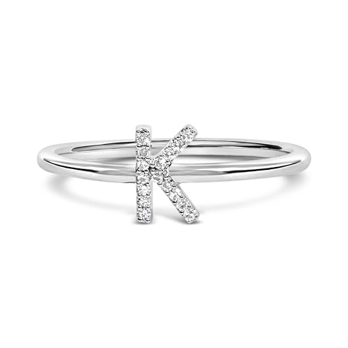 10K White Gold Diamond Accent Initial "K" Ring - Size 7