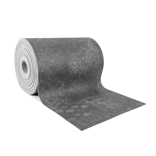 Giuri Tessuti - TAPPETO Runner in VINILE - Passatoia Antiscivolo e Antimacchia per Cucina Bagno - Largo 50 cm (Al Metro, Venice Dark Grey)