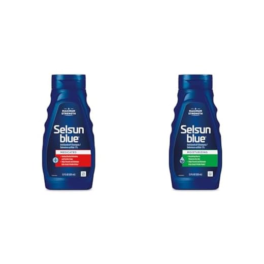 Selsun Blue Anti-Dandruff Shampoos Bundle with Medicated 11 fl oz & Moisturizing 11 fl oz, Maximum Strength Selenium Sulfide 1%