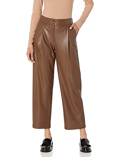 The Drop Women's Theor Vegan Leather Trouser, Coffee Bean, M