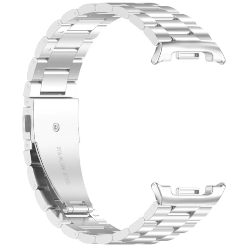 Helilyco Correa de reloj de acero inoxidable Watch8 (40 mm/44 mm), plateado/negro/oro/oro rosa, ajustable, acabado pulido