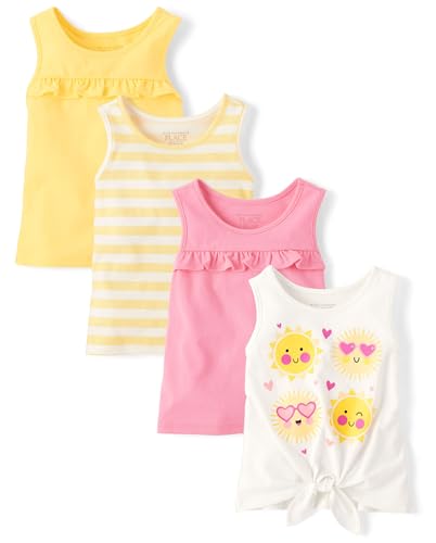 The Childrens Place Baby Girls Baby Toddler Girls Everyday Tank Tops Sun Valley Ruffle 4-Pack 3 Years