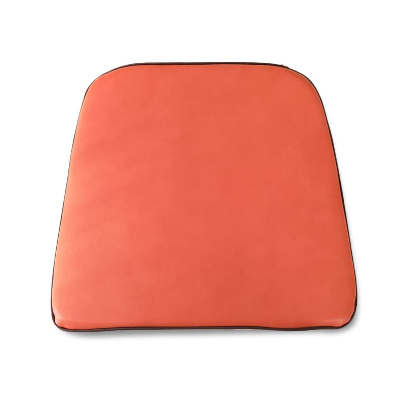 Chair Seat Pads Cushion with Zipper, Filled with Memory Foam, Non-slip, Faux Leather Chair Pads for Garden Patio Kitchen Dining Office Car, D-shape, Waterproof, Thickness 2CM,orange,43X46CM
