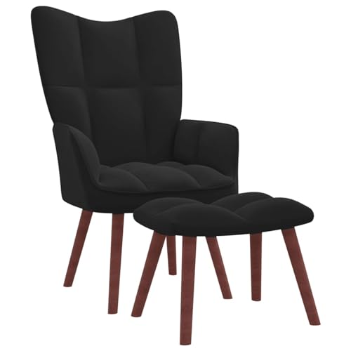 Cinyiqo Silla de relajación con reposapiés Terciopelo Negro, Butacas De Salon, Butacas para Dormitorio, Sillon Tantra, Sillones De Salón, Silla Comedor - 328068