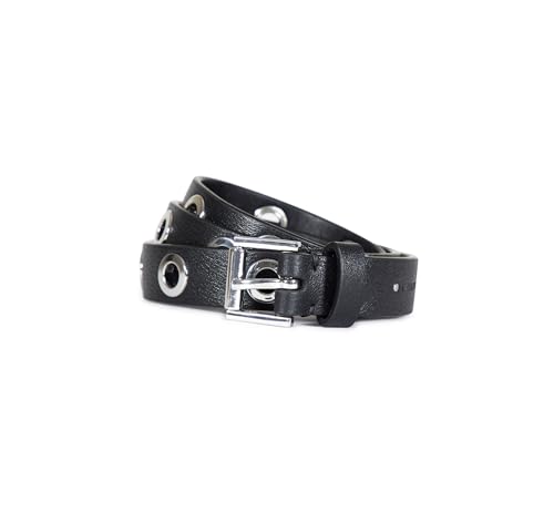 Women's 1 Inch Eyelet Leather Belt, Fully Adjustable with Roller Buckle