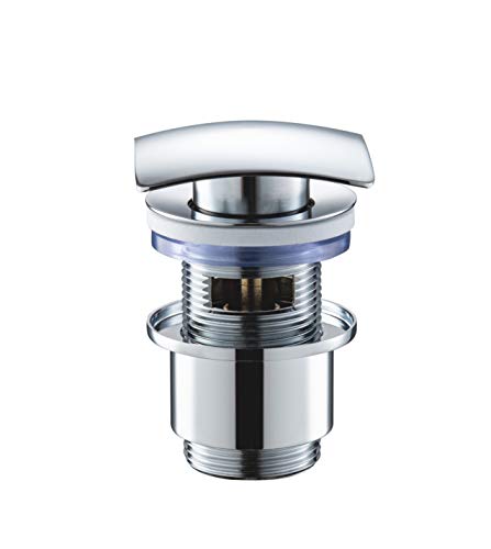 Design Ablaufventil Push-Up mit Überlauf quadratisch, Messing, verchromt, Waschbecken-Dicke 35-60 mm, 2210 Cover