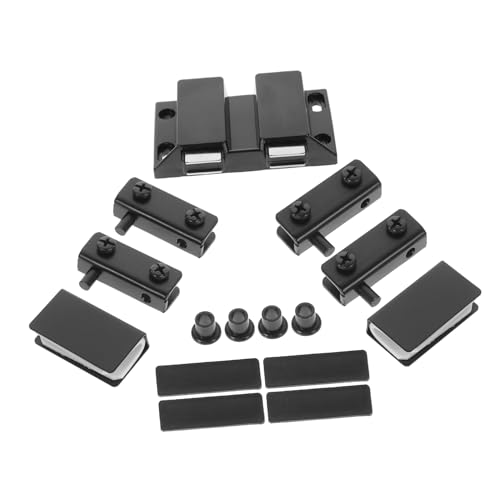 Alasum 不透明ブラックアイアン上下クランプ付きガラスドアヒンジ 目立たない設計で強力な磁気固定 ガラスキャビネット用耐久性向上ヒン