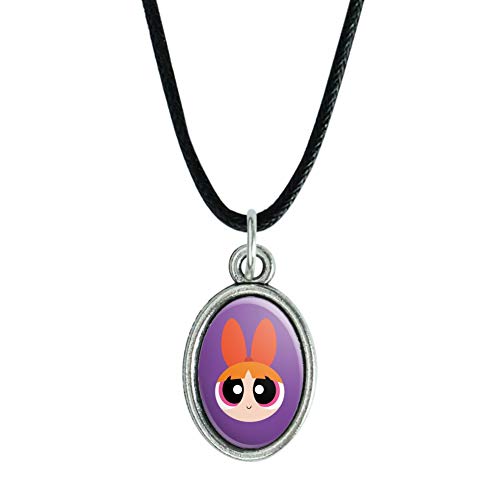 GRAPHICS & MORE Powerpuff Girls Blossom Head Antiqued Oval Charm Pendant with Black Satin Cord