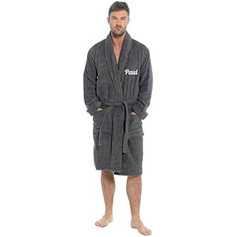 Style It Up Mens 100% Cotton Robe Luxury Terry Towelling Bath Robes Dressing Gown Housecoat + Belt Hooded and Shawl Collar Options Size UK M-XL (Small / Medium, Grey) Cover