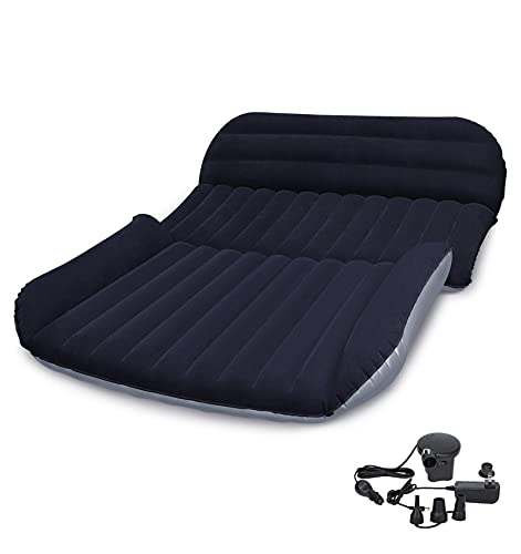 SUV Air Mattress, DTOWER Car Inflatable Mattress Thickened Car Air Bed Portable Camping Outdoor Mattress with Air Pump Home Air Mattress for Outdoor Camping Travel, Flocking Surface, Fast Inflation