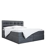 MKS MEBLE Boxspringbett 180x200 - Grau Doppelbett - Polsterbett mit Multipocket-Matratze und Topper - Bett mit Bettkasten - H3 - Stauraumbett