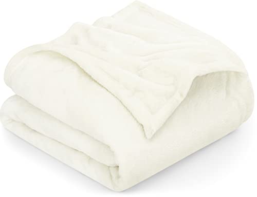 Bedding Fleece Blanket King Size Ivory 300GSM Luxury Fuzzy Soft Anti-Static Microfiber Bed Blanket (90x102 Inch)