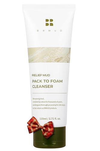 BRMUD Relief Mud Pack to Foam Cleanser - 2-in-1 Purifying & Hydrating Korean Foaming Clay Mask Facial Cleanser for Pore & Sebum Control - Makeup Cleansing Face Wash Korean Skincare (3.71 fl oz)