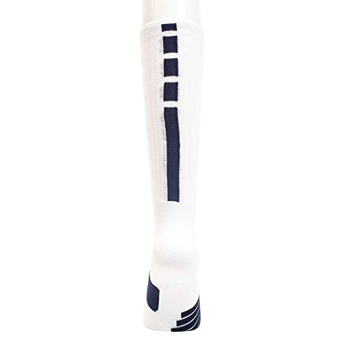 Nike Elite Basketball Crew Socks Large (Fits Men Size 8-12, Women Size 10-13) SX7626-101 White/Navy2