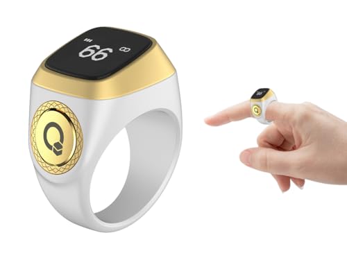 Contador de Anillos Islámicos Inteligente Tasbih de 20mm con Pantalla OLED en Color Blanco