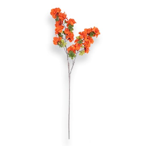 Image of Pure Home + Living Orange Azalea Faux Flower Stem Plastic Flowers Sticks for Gifting, Home, Bedroom, Balcony, Living Room,Table Decoration,Craft Items, (Height-103 CM) Pack of 1