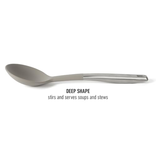 Image of Calphalon Prime Kitchen Spoon, Cooking Spoon with Silicone Head and Stainless Steel Handle, Heat-Resistant Nonstick-Safe Spoon for Stirring, Mixing & Serving