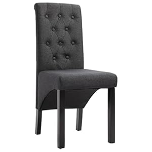 Fast delivery dining chairs urban style fabric chairs kitchen living room armless side chair with solid wood legs dining chairs 6 pcs dark gray fabric  urban country home decor