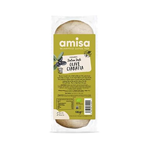 Amisa Organic Gluten Free White Olive Ciabatta 180g (Pack of 8) Cover