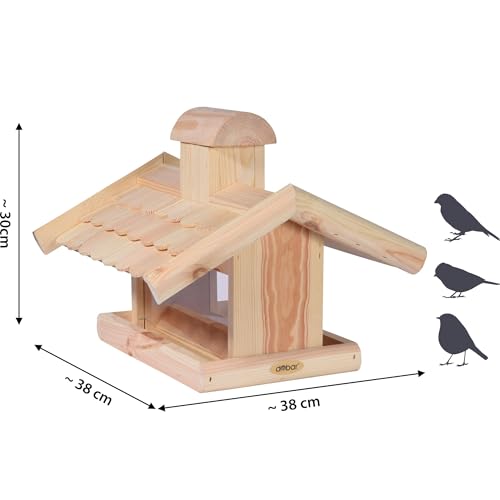 dobar 21277e Klassisches Vogelhaus groß aus Holz mit Futter-Silo, 38 x 38 x 30 cm - 2