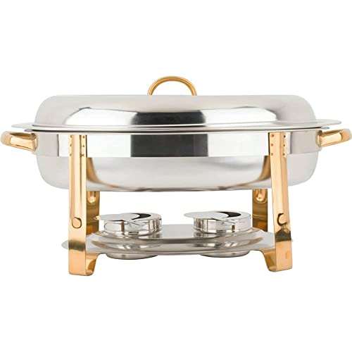 6 Quart akzentuierter ovaler Chafing Dish, Edelstahl-Chafers-Buffetwärmer-Set mit Essenspfanne, Brennstoffhaltern und Deckel für Bankette und Partys – Bild 4