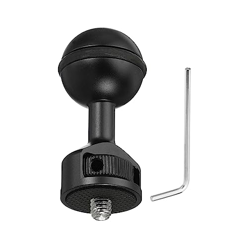 PATIKIL 25 mm ボールアダプター 6 mm-20ネジ付き 360度回転可能 カメラアームトレイアダプター 水中ダイビング撮影システム用 ブラック