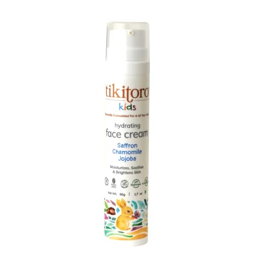 Image of Tikitoro Kids Hydrating Face Cream with Saffron, Chamomile & Jojoba Oil | Lightweight Face Moisturizer for All Skin Types | Non-Comedogenic | (Age: 4+) (50grams x 1)