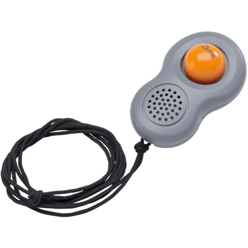 HUNTER Clicker, mit Umhängeband und Fingerschlaufe Farbe Grau/Orange, Größe One-Size
