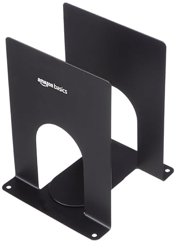 Image of Amazon Basics MS Metal Bookend for Office, Home, Bedroom | Set of 2 | Black