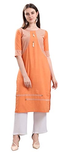 Image of EthnicJunction Women's Cotton Stripted Straight Kurta