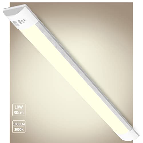 Bellanny 10W LED Deckenleucht Röhre Licht 30cm, 1200LM Leuchtstoffröhre 3000K Warmweiß LED Feuchtraumleuchte - 120° Abstrahlwinkel Lichtleiste für Badzimmer Wohnzimmer Küche Garage Werkstatt Büro