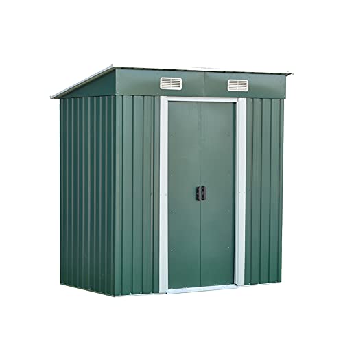 Fit Choice 4 x6  Outdoor Metal Storage Shed, Outdoor Shed W  Sliding Door, Lifetime Storage Shed Weather Resistant, Easy to Assemble, Strong Metal Build (4 x6 )