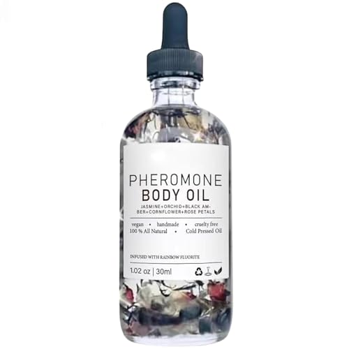 Aceite Corporal de Feromonas para Mujer - 30 ml, Perfume para Mujer, Aceite de Rosa y Almendras Dulces, Aceites Intención, Jazmín, Orquídea y Aciano (1pc)